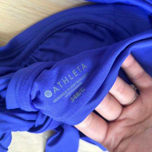 Athleta NWT Bra Cup Halter Bikini Top Set 34B/C & Clean Medium Bottom Sz S Blue - Picture 10 of 11
